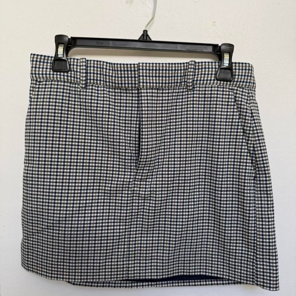 Madewell Navy and White Checkered Mini Skirt